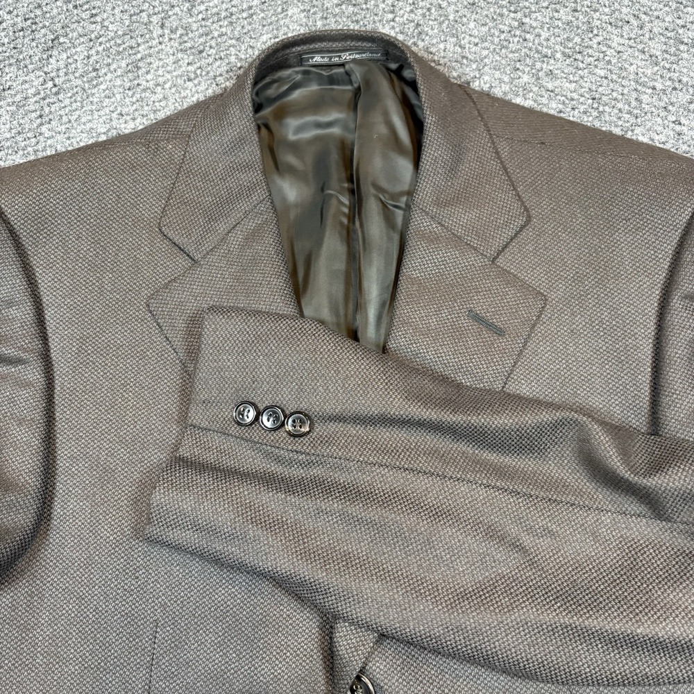 Ermenegildo Zegna Su Misura 15 Milmil 15 Micro Check Wool Brown Blazer EU 52 R